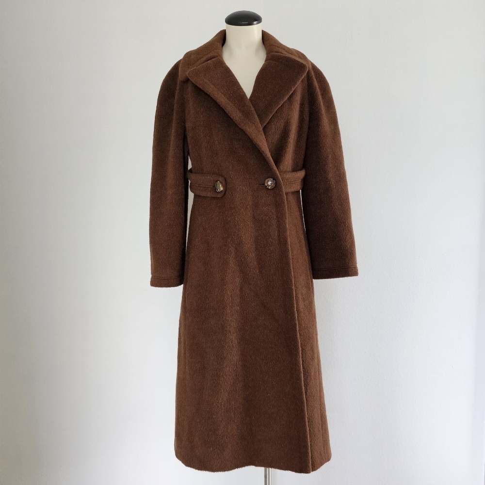 Ilie Wacs Saks Fifth Avenue Vintage Chic 1-button Brown Wool Coat Size 12